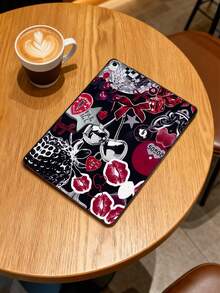 Y2K Baddie Collage iPad哑光黑保护壳，饰有复古迪斯科球、樱桃、红唇、豹纹、蝴蝶结、爱心锁图案，iPad保护套 - 黑色 - 查看 5