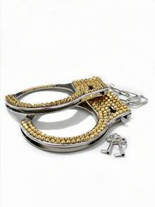 1个黄金钻石手铐，内径小于5厘米（注：由于钻石为手工镶嵌，表面可能存在少量胶水溢出，这与产品质量无关。如果您介意，请勿下单。谢谢。） - 彩色 - 查看 5