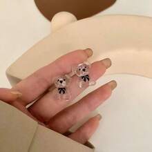 1对透明树脂小熊造型耳钉，情人节/母亲节礼物 - 彩色 - 查看 8