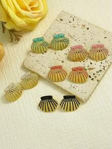 福袋 - 色彩缤纷的精致贝壳耳环，滴油几何心形耳环，耐用珐琅彩色耳环，百搭个性耳环，适合女性佩戴，可用于婚礼、派对、嘉年华、圣诞节、情人节、母亲节等场合，也适合日常佩戴和聚会。 - 彩色 - 查看 7