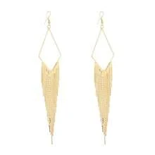 1对金色链条流苏优雅甜美吊坠耳环 - 金黃色 - 查看 5