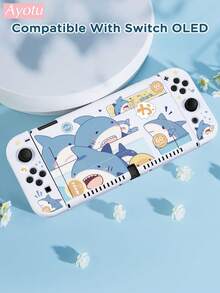Ayotu Shark & Strawberry & Cat & Heart Theme Protective Case For Switch,Compatible New Switch2(2025)/Switch NS/Switch OLED,Can Be Installed In The Dock Without Removing The Protective Case,Universal Gamepad Protective Cover, Switch Gaming Accessories, Anti-Drop, Scratch-Resistant, Spring Romance/Back To School Gifts/Christmas Gifts/Valentine's Day Gifts - Multicolor - View 5