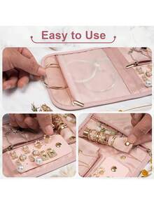 Travel Jewelry Roll Organizer Bag Foldable And Anti-Lost Jewelry Holder Storage For Rings, Necklaces, Bracelets, Earrings And Accessories - Multicolor - View 3