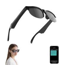 Gafas inteligentes Bluetooth con micrófono y altavoz integrados,  inalámbricas inteligentes unisex, adecuadas para deportes/uso al aire libre, admite control por voz, diseño unisex.Compatible con sistemas iOS y Android. - Negro - Ver 1