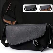 New Casual PU Leather Men Messenger Bag, Multi-Function Shoulder Bag, Flap Square Shoulder Bag, Fashion Leather Bag, Large Capacity Crossbody Bag, Lightweight Shoulder Bag, Multi-Pocket Travel Bag - Multicolor - View 2