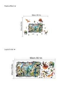 1张壁纸 - [动物、3D恐龙、狮子] 男孩儿童房装饰 家居自粘婴儿房装饰 女孩房装饰壁纸 可移除墙贴 适用于客厅、女孩卧室墙面装饰、窗户贴纸 - 可爱创意墙面艺术 儿童房装饰 卧室装饰 - 彩色 - 查看 14