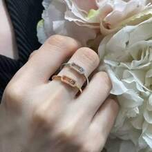 European And American Cross-Border Hot-Selling Geometric Open  Inlaid Copper 18K Gold Plated High-End Sense Ring Diamond - Silver - View 4