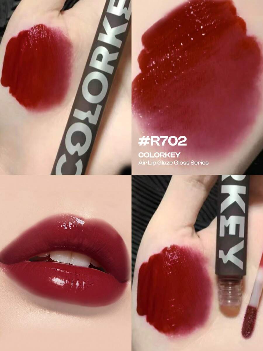 COLORKEY Mirror Gloss Lip Tint, Shiny Nourishing Lip Gloss, Non-Sticky, Long-Lasting, Moisturizing - Liquid Lipstick, Super Hydrating Lip Gloss, Brand Makeup, Suitable For Women And Girls, Perfect For Spring/Summer, Y2K Fashion , Suitable For Birthday, Mother's Day, Party, Best Color - R702 Drunken Date Paste - 查看 1