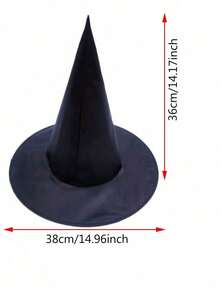 女巫帽，适合成人和青少年，万圣节礼物、圣诞节礼物、新年礼物、复活节礼物、派对礼品、新奇的万圣节、圣诞节、化装舞会、狂欢节、魔术师服装配饰 - 黑色 - 查看 2