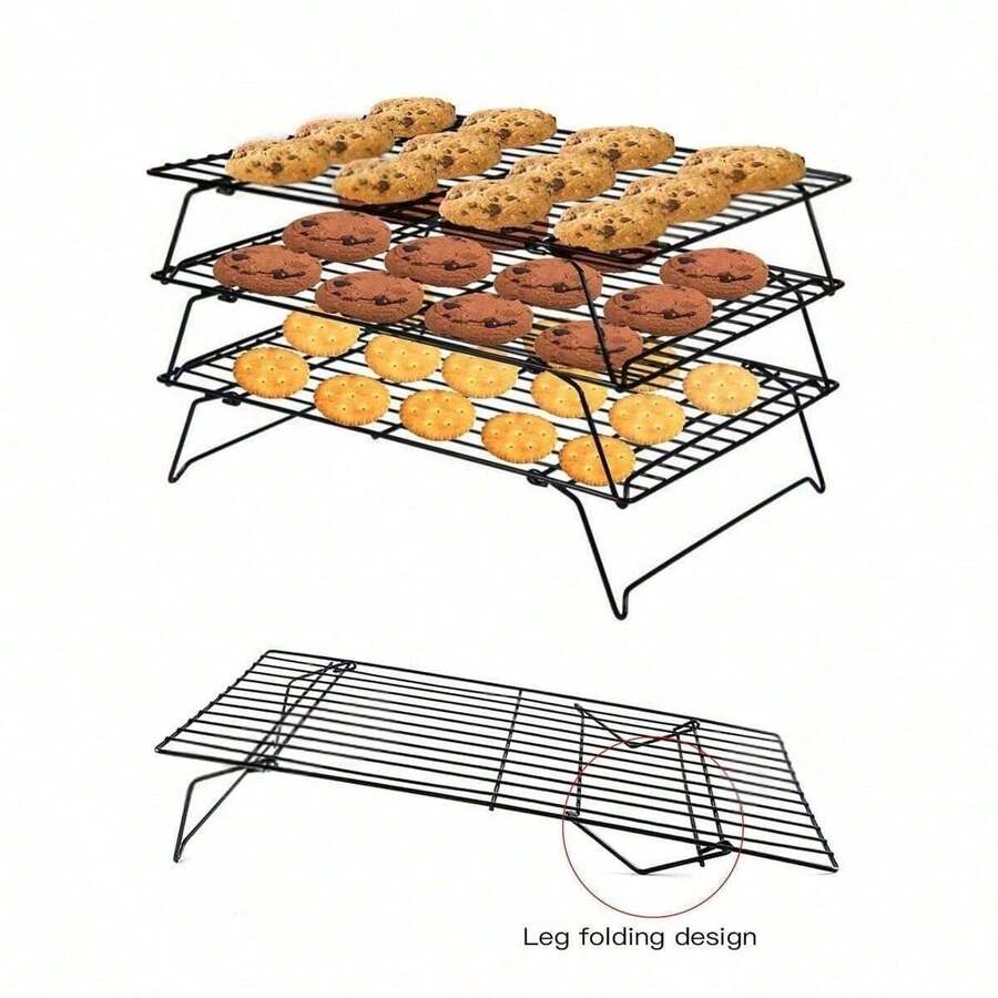 1 قطعة/2 قطعة/3 قطعة/4 قطعة/5 قطعة رف تبريد متعدد الطبقات، مناسب لكعك، كيك، وما إلى ذلك - يبرد بسرعة دفعات متعددة من الكعك والطبقات الكيك أو المعجنات، باللون الأسود