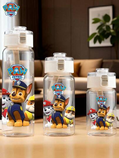Paw Patrol Sportwaterfles van 500 ml, schattige plastic beker met cartoonprint, reisbeker/kerstcadeau, met handvat, geschikt voor in de auto, rugzak, op reis en thuis, cadeau voor haar, verjaardagscadeau