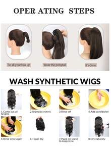 32 Inch Black Claw Ponytail Hair Extensions, Soft Natural Wavy Synthetic Wig For Women - Black - View 9