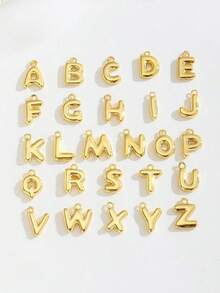 1pc Fashionable Exquisite Popular Gold Butterfly & 3d Balloon Initial Letter Charm Stainless Steel Snake Chain Necklace For Girls Kids Cute Stylish A-Z English Bubble Alphabet Necklace For Daily Wear Jewelry Accessory Birthday Gift - Gold - View 7