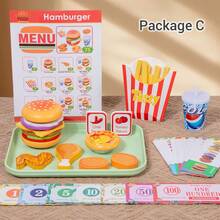 1 Set Wooden Pretend Play Fast Food Realistic Toy Food, With Order Pad And Play Coins, Suitable For Children 2+ - Multicolor - View 6
