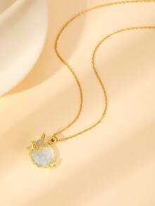 柔雾甜美宝石项链，蝴蝶心形云朵吊坠，金色精致颈链，日常佩戴的温柔风格配饰 - 金色 - 查看 12