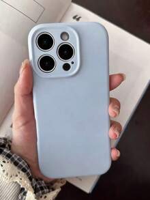 Funda protectora de silicona de unicolor para lente de teléfono, compatible con iPhone 17 Pro Max, 17 Pro, 17 Air, 16, 15, 14, 13, 12 Pro Max, 11, funda protectora de cobertura completa de color caramelo - Azul claro - Ver 1