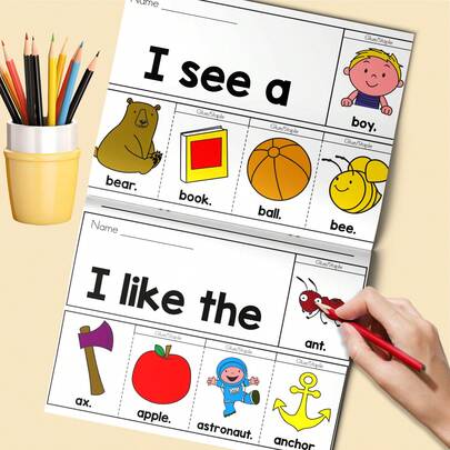 Cuaderno de práctica de palabras - Traza, copia y deletrea palabras con pistas de imágenes, ejercicios mixtos y líneas de escritura claras, apoya el crecimiento del vocabulario, la conciencia fonética, la precisión de la escritura a mano y el enfoque para la práctica diaria