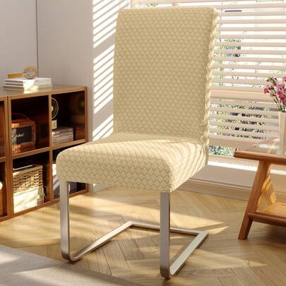 1pc Diamond Jacquard Plush Chair Cover, Suitable For Living Room, Bedroom, Dining Room, Study, Office, All Seasons