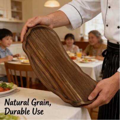 1pc Rainbow & Cloud Shaped Tray, Unique Serving Platter, Multi-Purpose Plate, Oval Wooden Dish For Meat, Cheese, Dessert, Snacks, Bread, Fruit, Appetizers, Bathroom Storage, Elegant And Practical