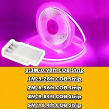 5V Battery-Powered COB LED Strip (3AA) - 320LEDs High-Density Flexible Tape Light For Cabinet Backlighting,Plug-Free Switch Control | Space Theme Neon - Warm White - View 3