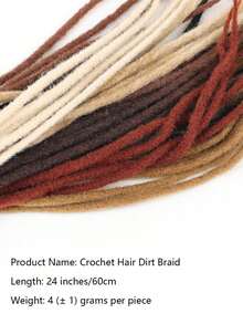 10pcs Synthetic Dreamy Braiding Hair Extensions, Ombre Dreadlock Braids, 24 Inch, Reggae Style Crochet Braids - Multicolor - View 4