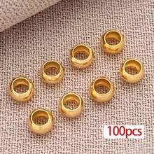 100颗18K镀金黄铜管状压接珠，圆片隔珠，散珠，适用于DIY珠宝项链手链工艺品，尺寸：2毫米、2.5毫米、3毫米 - 彩色 - 查看 19