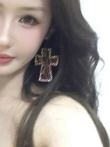 1 Pair Y2K Style Shiny Crystal Pink Leopard Print Criss-Cross Earrings, Sexy & Charming Retro Gothic Style Jewelry Accessory, Punk Rock Halloween Gift - Gothic - View 5