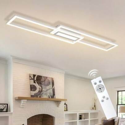 LED Ceiling Light, Dimmable, Suitable For Living Rooms - 50W, 95cm, Modern Style, 3000K - 6500K, With Remote Control, White, Memory Function, Ideal For Bedrooms And Kitchens