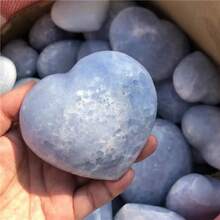 Natural Blue Heart-Shaped Stone, Home Decoration, Holiday Decoration, Office And Study Decoration Ornaments, Christmas, Valentine's Day, Thanksgiving Gifts For Family And Friends - Màu xanh lam - Xem 2
