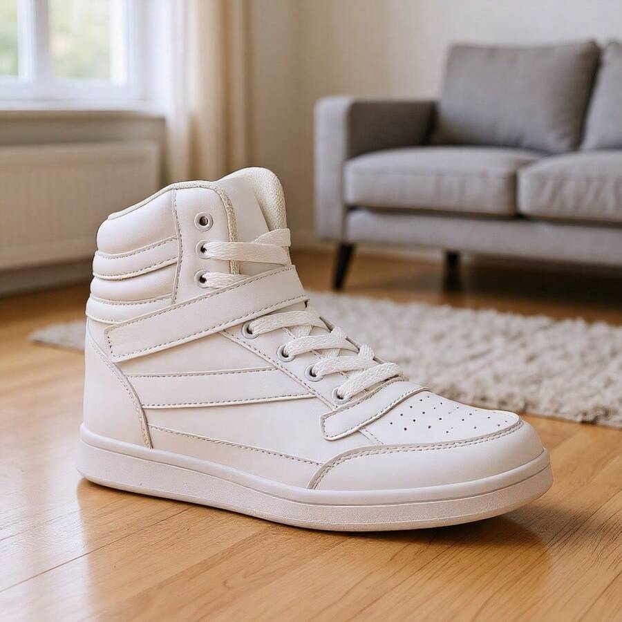 80s Vintage High Top Sneakers Women 2 Inch Hidden Wedge Heel, Ankle Support Casual Sport Shoes - trắng - Xem 1