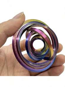 1pc 3D Printed 8-Loop Rotating Fidget Ring Made Of PLA Material, Suitable As A Gift To Relieve Stress In Daily Life, Can Help Relieve Anxiety And Provide Stress Relief Effect For Adults - Multicolor - View 4
