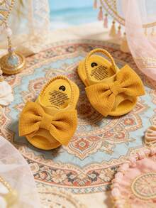 Infant Infant Girls Summer Sandals With Flower Soft Sole Newborn Toddler First Walker Crib Dress Shoes - Yellow - View 12
