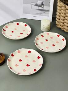 Bộ 1/2/4 đĩa sứ hình trái tim chủ đề Ngày Valentine, kiểu dáng Ins chất lượng cao, đĩa tròn 6 inch dùng cho bữa sáng, bánh mì, salad, tráng miệng, đồ ăn nhẹ, trang trí nhà cửa, quán cà phê, nhà hàng, tiệc tùng. - Nhiều màu - Xem 6