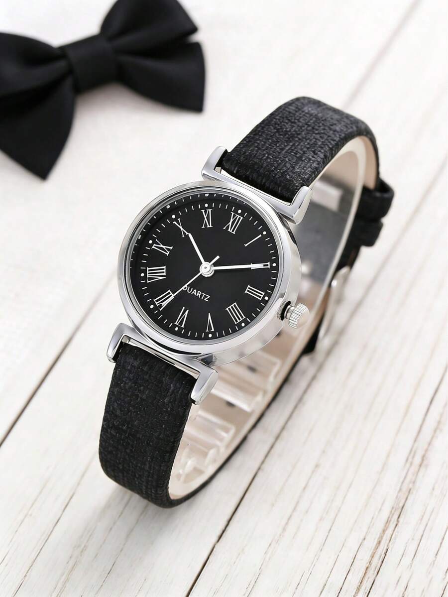 一款小巧精致的腕表，一款充满青春气息的可爱数字罗马数字皮革腕表 - 彩色 - 查看 1