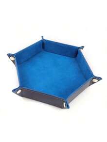 1个PU皮革绒面折叠收纳托盘，六角形骰子托盘，骰子收纳盒，桌面骰子游戏收纳篮 - 彩色 - 查看 7