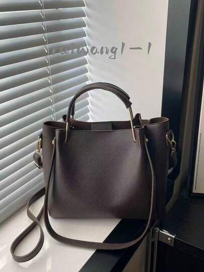 1 件女士纯色手提包/单肩包，适合日常通勤