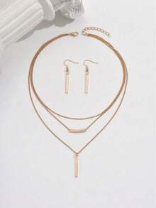 3pcs/Set Fashionable Minimalist Collarbone Elegant Creative Personalized Versatile Daily Necklace Set - Yellow Gold - View 2