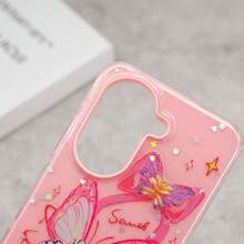 Funda Para Xiaomi Redmi A5 | Poco C71 Protector De Uso Rudo De 3 Piezas Mujer Brillos + Mica - Rosa Mariposa - Ver 6