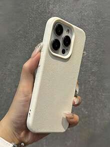 1个乳白色哑光鳄鱼纹简约全包覆TPU防震手机壳，兼容苹果17、16、15、14、13、12、11 Pro Max和三星Galaxy A55/54/53/52/51、S25/24/23/22/21系列 - 白色 - 查看 3