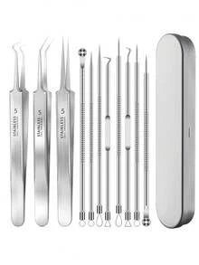 12pcs/9PCS/8PCS/6PCS/5PCS/4PCS/Acne Needle Blackhead Cell Clip Set, Suitable For Pimples, Ingrown Hair Removal, Surface Floating Acne And Blackheads, Very Sturdy And Precise Needle Tips, Less Painful Than Other Acne Tools, Suitable For Professionals And Beginners, Tweezers Set More Sturdy, Not Easily Deformed, Perfect For Facial Blemishes And Pimple Extraction, Beauty Salon Use, Back To School Gift - Multicolor - View 7