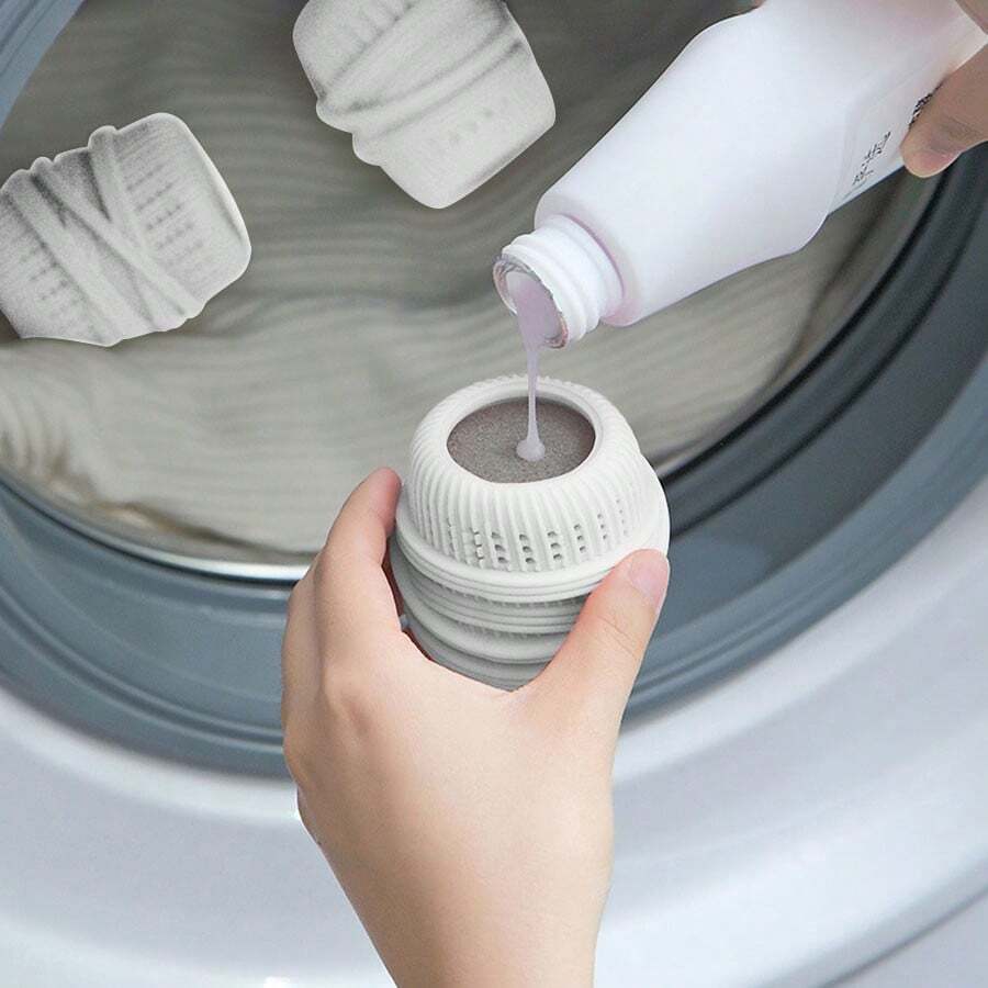 1pc/3pcs Washing Machine Laundry Ball Reusable Dryer Balls Clothes Cleaning Ball Fabric Softener Washing Ball - White - View 1