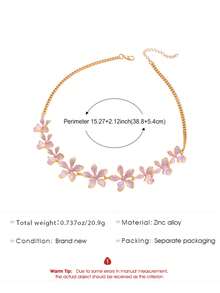 1pc Fashionable Luxury Elegant 3D Enamel Flower Necklace, Suitable For Women's Daily And Vacation Wear - Yellow Gold - View 4
