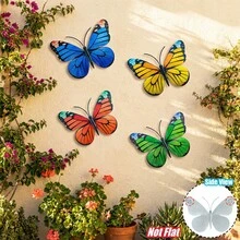 4 Peças Decoração de Parede Borboleta de Metal, Escultura de Arte de Parede de Ferro Resistente à Ferrugem de 6.5 Polegadas, Adequada para Jardim, Quintal, Varanda, Cerca, Presente Perfeito para Inauguração da Casa, Dia das Mães - Estilo B - Visão 10