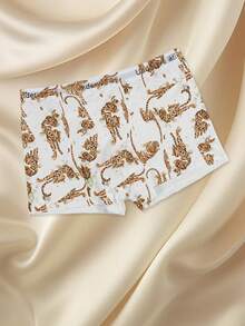 3条装男士黑色全印花平角内裤，弹性日常内裤 - 黑色 - 查看 5