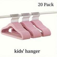 20 Pieces Of Non-Slip Baby Clothes Hangers - Space Saver, Arched Design In Felt Velvet, Suitable For Children's And Teens' Clothing: Pants, Shirts, And Dresses. Durable Polished Plastic - Flocking Children's Hanger - View 12
