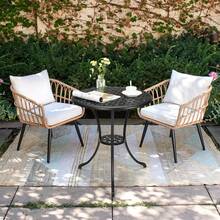 Mesa de bistró para Patio, Mesa Redonda de 24 Pulgadas para Exteriores con Agujero para Paraguas de 2 Pulgadas, Mesa Auxiliar de Aluminio Fundido para Exteriores con Marco de Hierro para - Negro - Ver 5