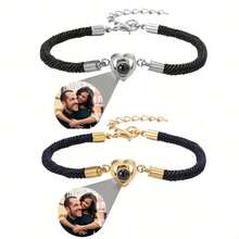 Personalized Customized Photo Projection Bracelet Couple Halloween Gift Bracelet Photo Bracelet Set Anniversary Gift Valentine's Day Gift - Multicolor - View 9