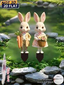 2pcs Easter Yard Decoration Set, Easter Party Scene Rabbit Theme Decor Props, Outdoor Easter Happy Yard Decoration, Easter Lawn Sign, Holiday Yard Decor, Easter Lawn Decoration, Easter Yard Sign, Home Easter Decoration, Easter Sign, Holiday Lawn Decor, Holiday Display Props, Cute Holiday Decoration - Colorful - View 4