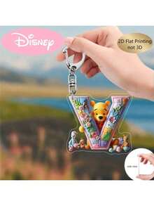 2D刺绣字母钥匙扣，26个A-Z花卉卡通设计亚克力吊坠，带链子，适用于包包、车钥匙、旅行配件、礼品，可爱花卉和维尼熊钥匙扣设计，表面光滑，钥匙扣，装饰钥匙扣，卡通钥匙扣，情人节礼物，粉丝礼物，2D平面礼品（如果产品不透明，请撕掉背面的保护膜） - 彩色 - 查看 23