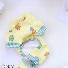 1pc Cute Pet Clothes, Soft Breathable Printed Cat/Dog Jumpsuit, All Season Homewear - White - View 5